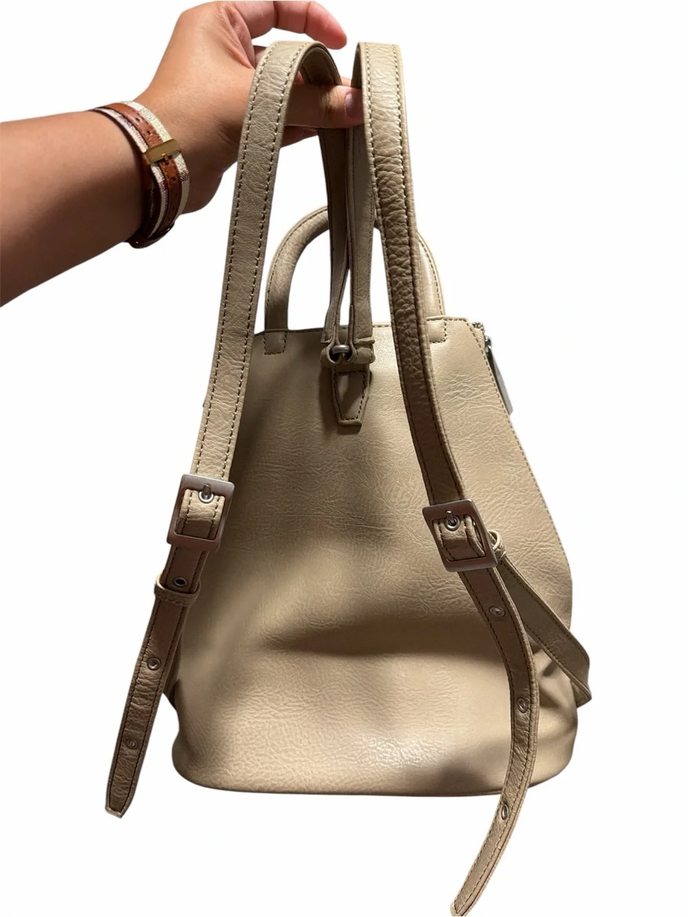 Matt & Nat Taupe Beige Top-Handle Backpack